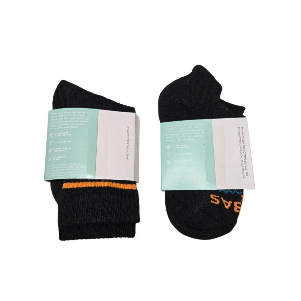 Bombas Socks NWT Lot 2 Pair XS Unisex Crew & Ankle Black Antimicrobial